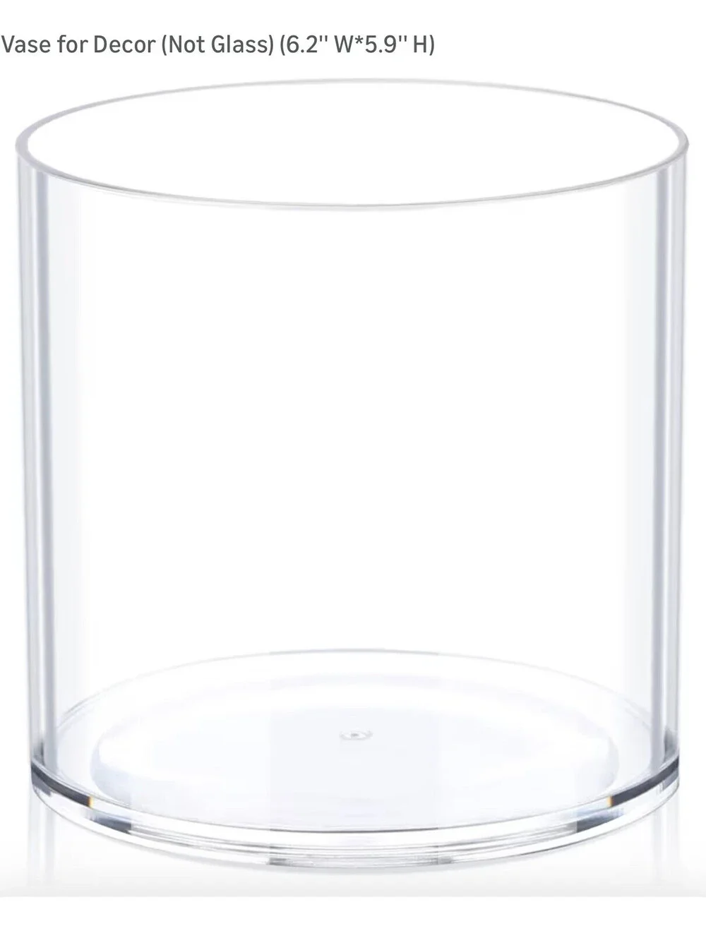 Acrylic Cylinder Vase Non-Breakable Plastic Centerpiece 5.9